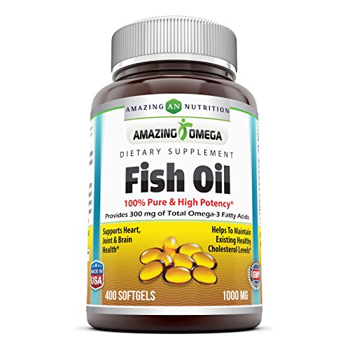 Amazing Omega Fish Oil 1000 mg Softgels (Non GMO,Gluten Free) - Supports Heart, Joint & Brain Health - Maintain Healthy Cholesterol Levels (400 Count) Amazing Omega Fish Oil 1000 mg Softgels (Non GMO,Gluten Free) - Supports Heart, Joint & Brain Health - Maintain Healthy Cholesterol Levels (400 Count)