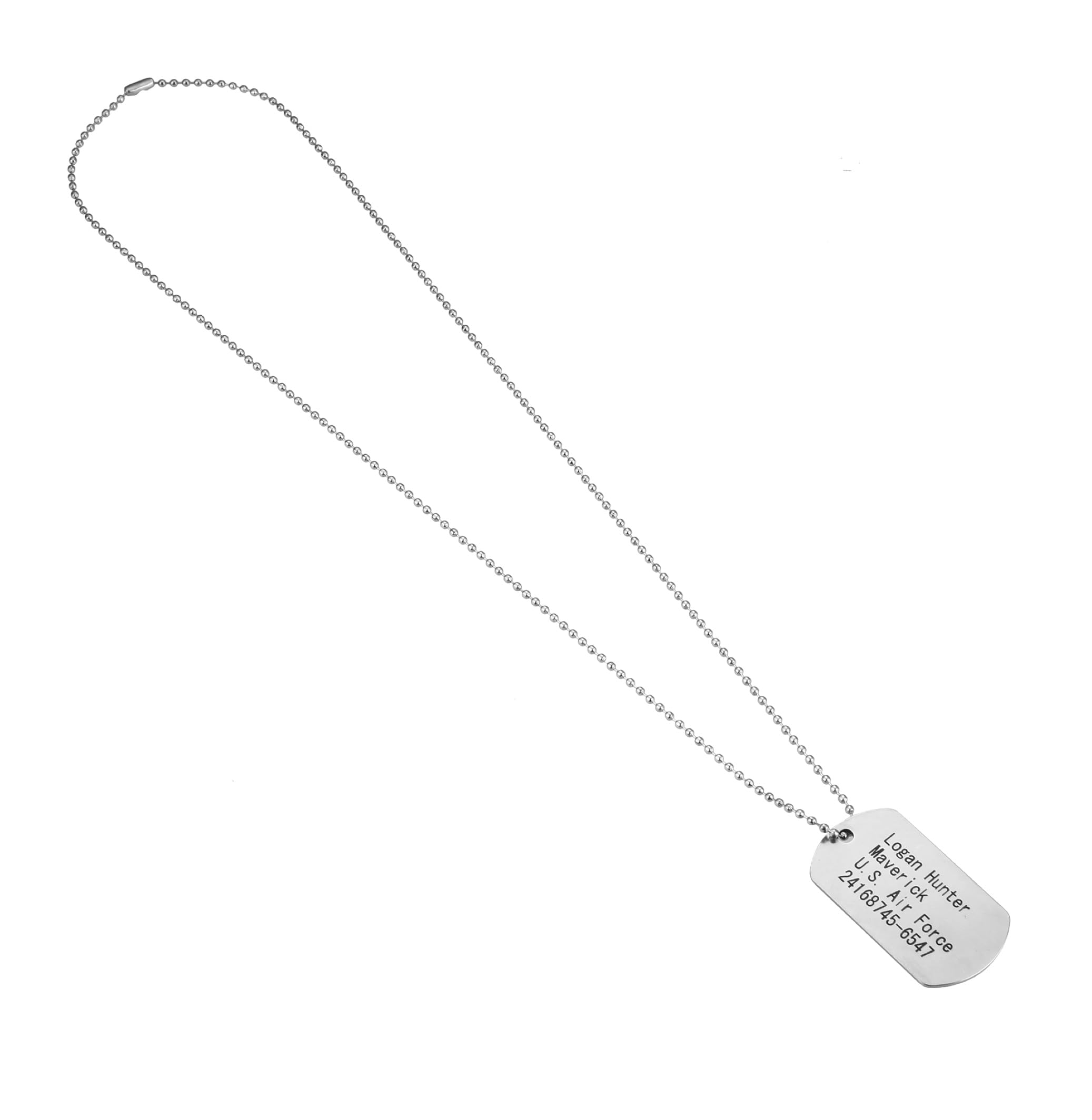 Costumed US Army Dog Tag - Nieśmiertelnik armii amerykańskiej srebrny, identyfikator dla psa - łańcuszek żołnierza jako dodatek na bal karnawałowy i faszyng
