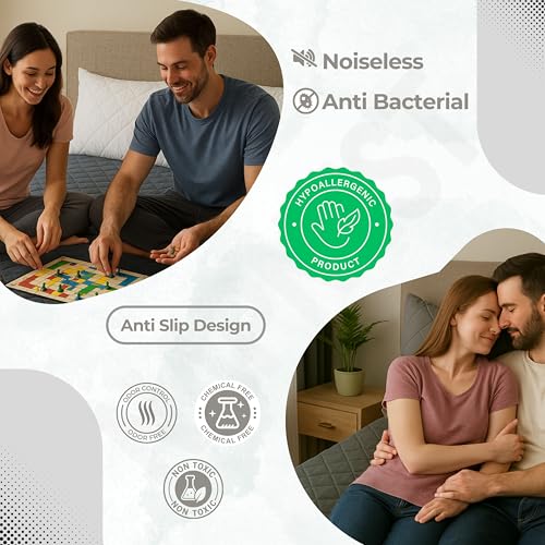 Image of 100% Waterproof Cotton Quilted Mattress Protector-Breathable,Hypoallergenic,Noiseless,Ultra-Soft Elastic Fitted Bed Cover with 3-Layer Protection,No-Slip Design,Grey,King Size (72x78)