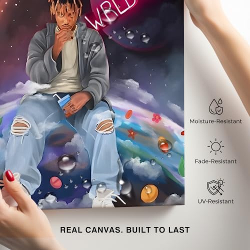 Image of Juice WRLD Canvas Wall Art, Rapper Collage Poster Print, Hip Hop Music Artwork for Bedroom Studio Gaming Room Decor, Vibrant Album Cover Picture Print Framed Music Wall Painting 11X14 inch