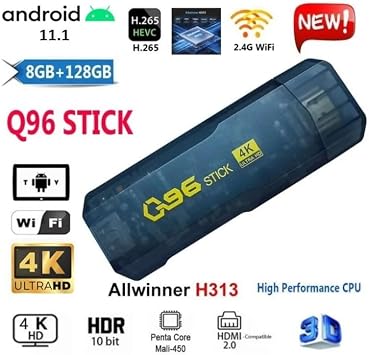 Q96 TV Stick 4K Ultra HD, Android 11, 8GB RAM, 128GB ROM, Media Player [Enerji S n f  A+]