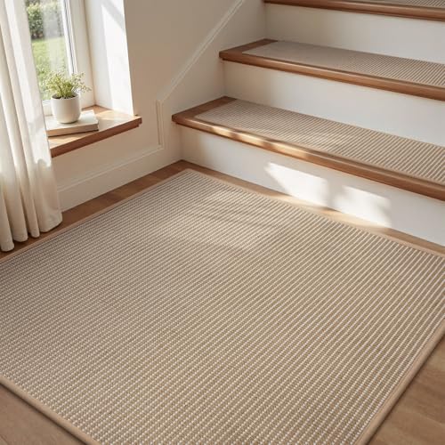 Jute Stair Landing Mat 31"x31" Non-Slip Beige