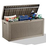GGYI 60 GallonOutdoor Storage Box,Resin Deck Boxes Waterproof, IndoorOutdoor Bin for Package Delivery, Patio Cushions, Gardening Tools, Lockable, UV Resistant