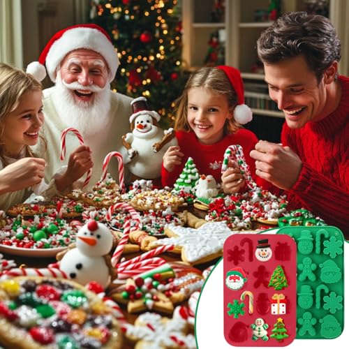 BUSOHA Christmas Silicone Chocolate Molds - 2 Pack Christmas Candy Molds with 40 PCS Piping Bags,3D Snowflake Silicone Baking Molds for Chocolate, Candy, Jelly, Ice Cube, Dog Treats