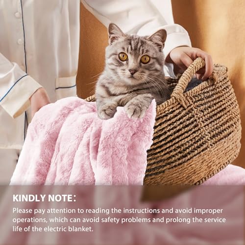 Image of Homemate Electric Heated Heating Blanket Queen Size 84 inchx90 inch Dual Control | ETL Certified 2 /4 /6 /8H Auto-Off 10 Heat Level Overheat Protection Machine Washable FauxFur Sherpa,Cold Room Cold Sleeper Gift