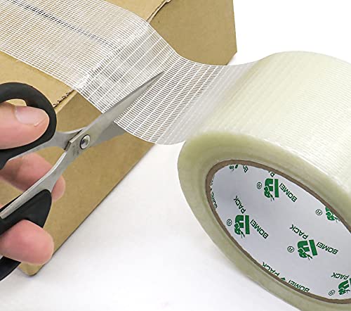 Image of BOMEI PACK 30Rolls Reinforced Packing Tape, Bi Directional Filament Strapping Tape 2 inch x 30yds x 6.7Mil