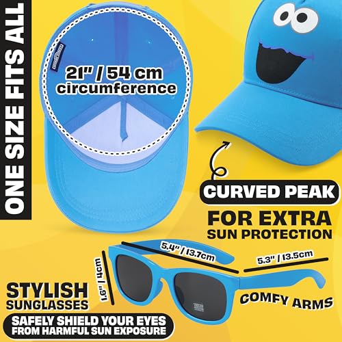 Image of Paw Patrol | Hot Wheels | Sesame Street Kids Baseball Cap & Sunglasses Set with UV Protection, Gifts for Boys 2-6