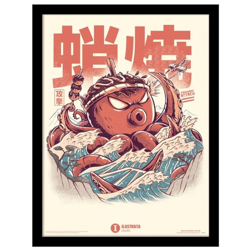 Poster encadré Takoyaki Attack pour salon moderne et déco bureau gaming