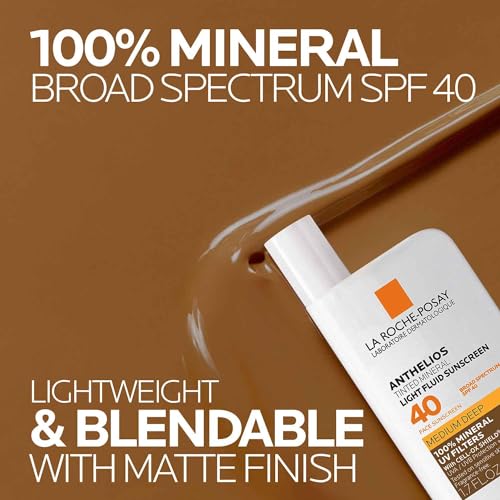 Image of La Roche-Posay Anthelios Sunscreen SPF 40, Ultra-Light Fluid Broad Spectrum SPF 40, Face Sunscreen with Titanium Dioxide Mineral, Lightweight & Fast-Absorbing, Oil-Free, Matte Finish