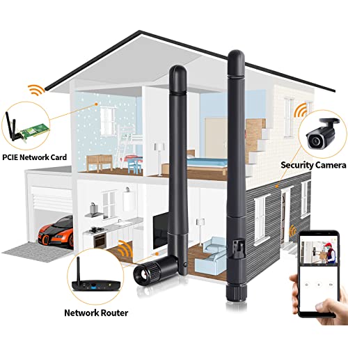 Bingfu WiFi-antenne RP-SMA WiFi antenne 2.4 GHz 5.8 GHz 3dBi MIMO RP-SMA mannelijke antenne (2-pack) voor WiFi-router… - Afbeelding 8