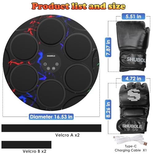 Image of Music Boxing Machine for Kids & Adults - Wall Punching Pad with Lighting, 9-Speed Bluetooth Boxing Game with Gloves, Wall Mounted Exercise Equipment, 2026 Upgrade Boxing Equipment for Kids Age 6+