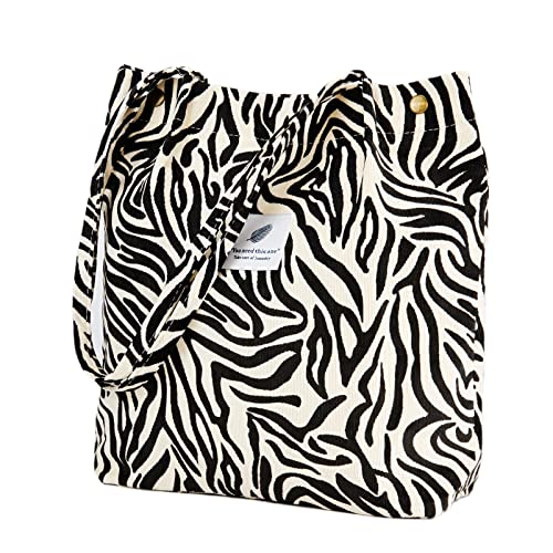 Image of Corduroy Tote Bag Cute Tote Bags for Women Shoulder Bag with Inner Pocket for Work Beach Travel and Shopping Grocery
