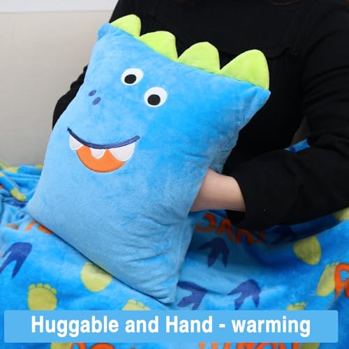 Image of 3 in 1 Dinosaur Kids Travel Pillow and Blanket Set