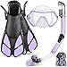 ZEEPORTE Mask Fin Snorkel Set with Adult Snorkeling Gear, Panoramic View Diving Mask, Trek Fin, Dry Top Snorkel +Travel Bags, Snorkel for Lap Swimming