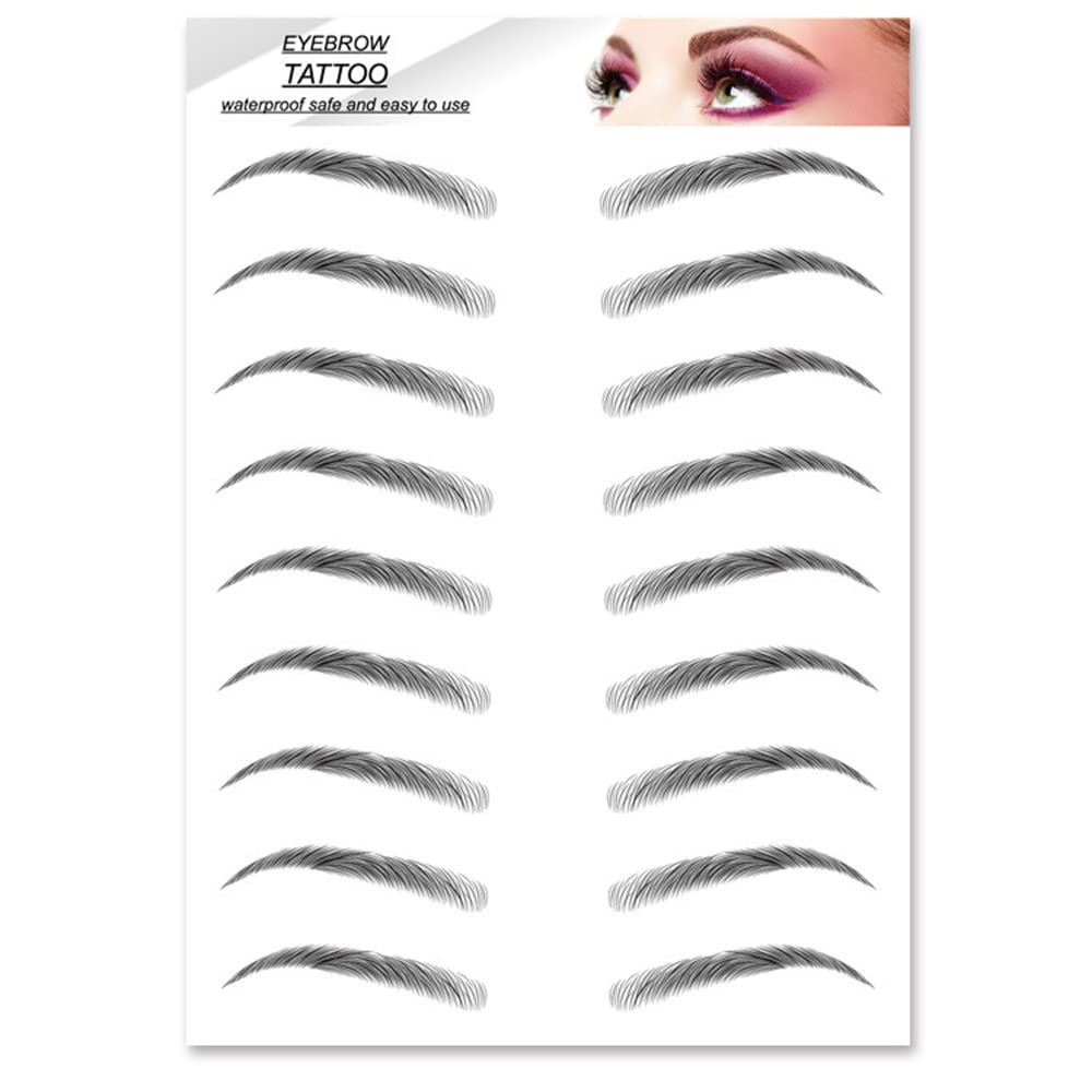 9 Pairs 6D Natural Look Eyebrow, Black Long Lasting Upto 4 Days, Waterproof Eyebrow Temporary Tattoo Sticker - 1 Sheet