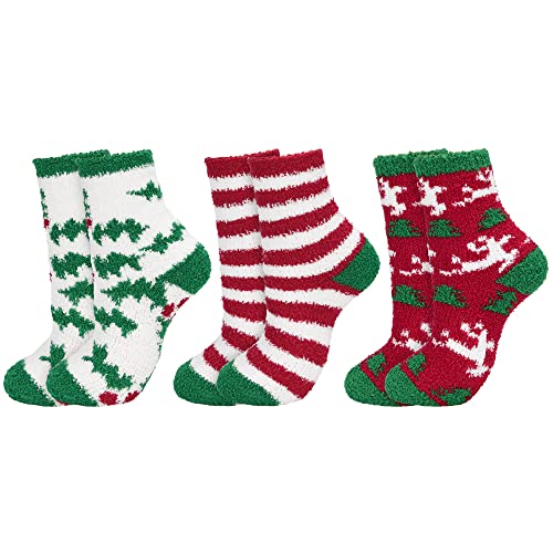 Image of American Trends Womens Christmas Fuzzy Socks Winter Warm Cozy Socks Soft Fluffy Athletic Socks for Women