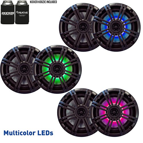 Kicker 6.5" Charcoal LED Marine Speakers (QTY 6) 3 pairs of OEM replacement