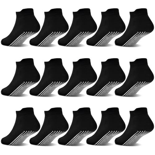 Image of GRPSKCOS Non Slip Toddler Socks 15 Pairs Toddler Grip Anti Skid Low Cut Socks for 1-7 Years Boys Girls