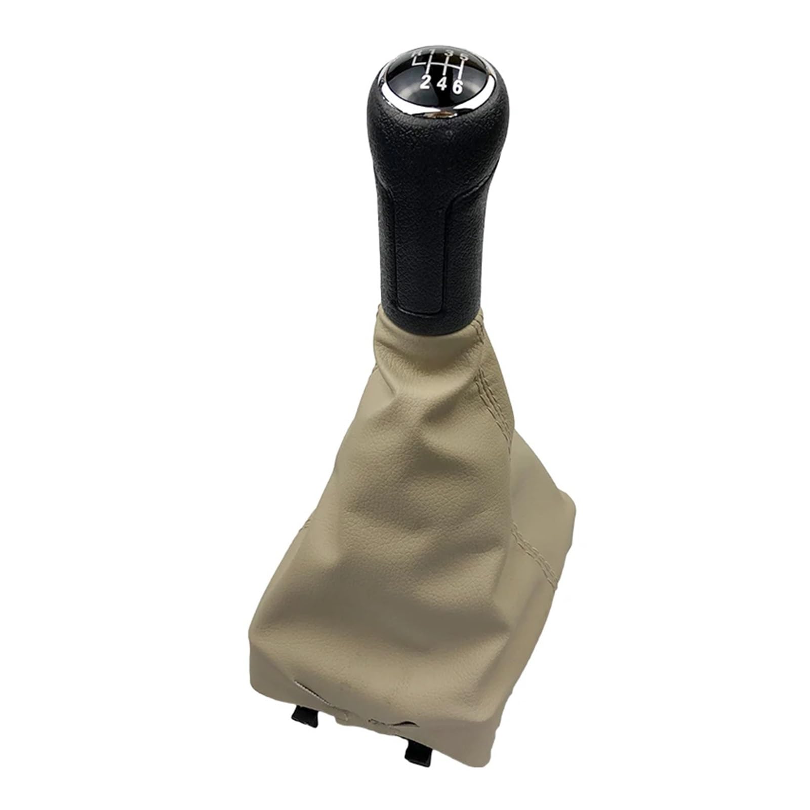 Jeocoai 6-Speed-Black- Beige Car Gear Knob Car Gear Shift Knob Lever Shifter Gaiter Boot Cover For Volkswagen For Polo 9N 9N2(6-Speed-Black- Beige)
