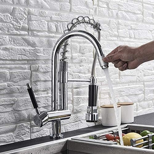 Robinet d'évier à double bec au design moderne et finition chromée miroir