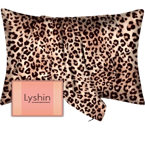 Mulberry Silk Pillow Cases King Size with Hidden Zipper, Ultra Smooth and Soft Breathable Cooling Silk Satin Pillowcase for Hair and Skin, Gifts for Women Men (Leopard Brown, 20x36 Inches, 1 Pack)