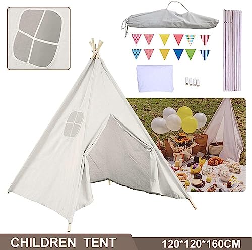 Katoenen Canvas Draagbare Prinses Meisjes Tent for Binnen en Buiten Kinderen Tipi Speeltent Indiase Kinderen Wigwam Speelhuis for Jongens Meisjes - Afbeelding 3