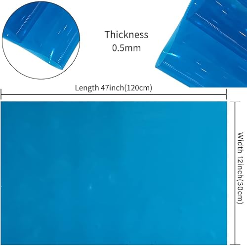Miniatura 4 de HYANG - Hojas de piel sintética de vinilo holográfico transparente de PVC azul cielo, 1 rollo de 12 x 47 pulgadas (11.8 in x 47.2 in) para Azul