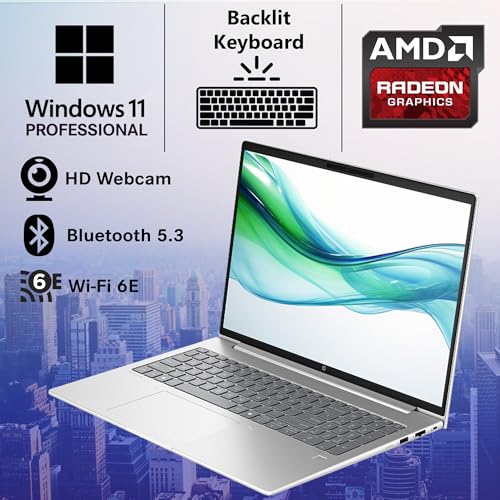 Image of HP ProBook 465 460 G11 Business Laptop 16 inch FHD+ Display, AMD Ryzen 7 7735U, 64GB DDR5 RAM, 1TB NVMe, Wi-Fi 6E, RJ-45, Webcam, Backlit Keyboard, Win 11 Pro - Pike Silver Aluminum