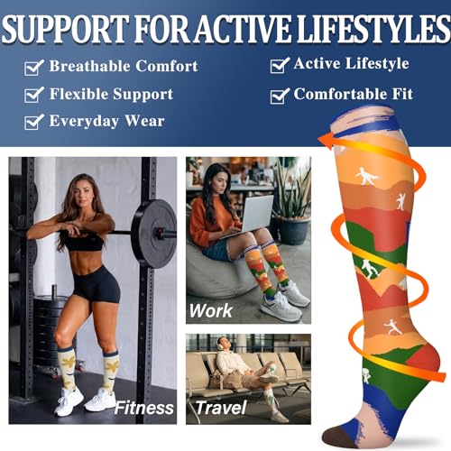 Image of Sooverki Compression Socks for Women and Men Circulation (3 /4 Pairs) is Best Support for Running Athletic Cycling Hiking