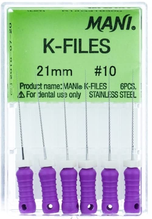 Mani stainless steel K files 21mm size 10 (5box) dental files