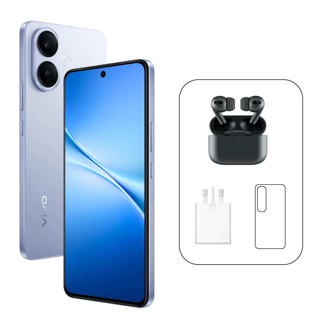 vivo V60 Lite 5G (Blue,12GB +256GB) | 120Hz AMOLED | 32MP Selfie Camera | 6500mAH | IP65 |Earbuds Pro, 24M Warranty, 455Days Screen Replacement – Middle East Version(Amazon Exclusive)