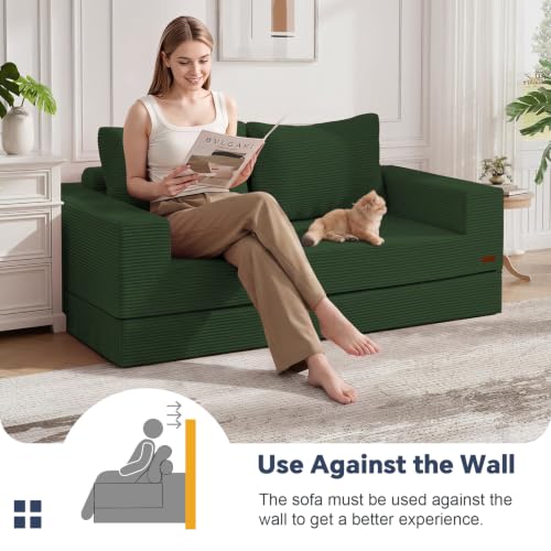 Image of COMAX Boneless Loveseat, 59 inch Convertible Sofa Bed, Folding Small Futon