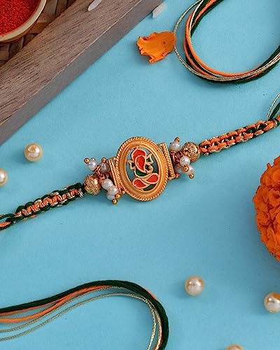 Image of Rakhi For Brother Rakhi Set Rakhi Dry Fruits Gift Pack Rakhi Gift Dry Fruits Combo Pack Snack Box Pack of 3 DryFruits Cashew Almond Pistachios Vinayaka Rakhi Set