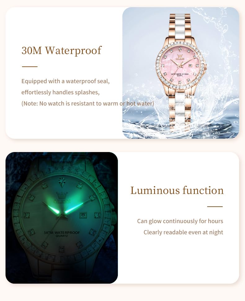 Image of OLEVS Womens Watch Gold Ladies Dress Elegant Luxury Stainless Steel Waterproof Easy to Read Small Wrist Watches for Women