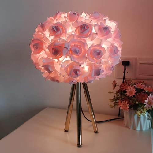 Zyleisenbao MGHTD-DD037 Rose Lamp Rose Table Lamp Pink Princess Lamp Gold Tripod Desk Lamp Bedside Lamp Atmosphere Girls Lamp Bedroom Decoration Wedding Room Love Gift Table Lamp cover