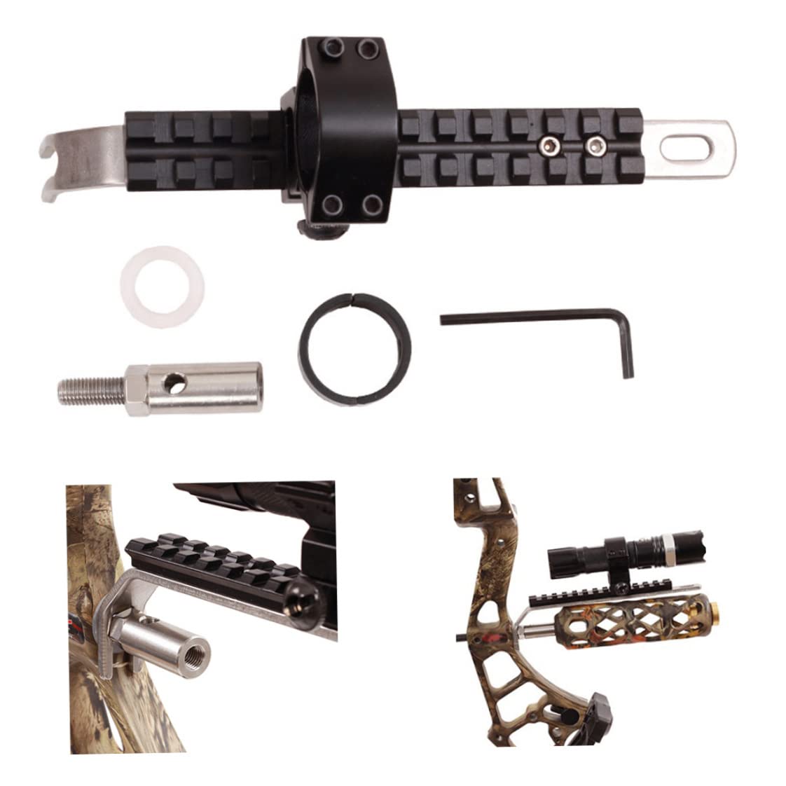 Soporte estabilizador de Metal Resistente para Linterna de Arco y Flecha, Accesorio para Tiro Nocturno con Arco Compuesto.