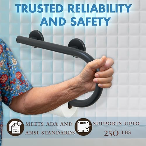 Grab Bar Toilet Paper Holder - Bathroom Safety Aid/304 Stainless Steel/Right/Matte Black/16.5