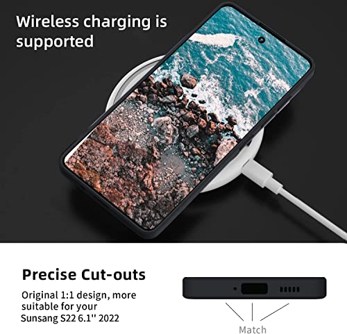 Image of DIZORO Liquid Silicone Case with Microfiber Cushioning Compatible for Samsung Galaxy S22 Plus 5G Shockproof Slim Back Cover, Gel Rubber Full Body Protection (Black)