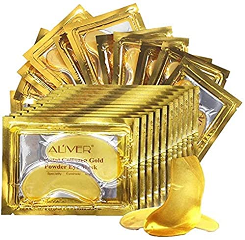 Máscara para Ojos de Colágeno, 24K Oro Parches para los Ojos, Eye Mask, Contorno de Ojos Antiarrugas, Anti Edad para Ojeras, Bolsas, Patas de Gallo e hinchazón (25 pares)