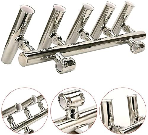 Stainless Steel T Top 5 Rod Holder, Adjustable Fishing Console Boat T Top Rocket Launcher (US Stock)