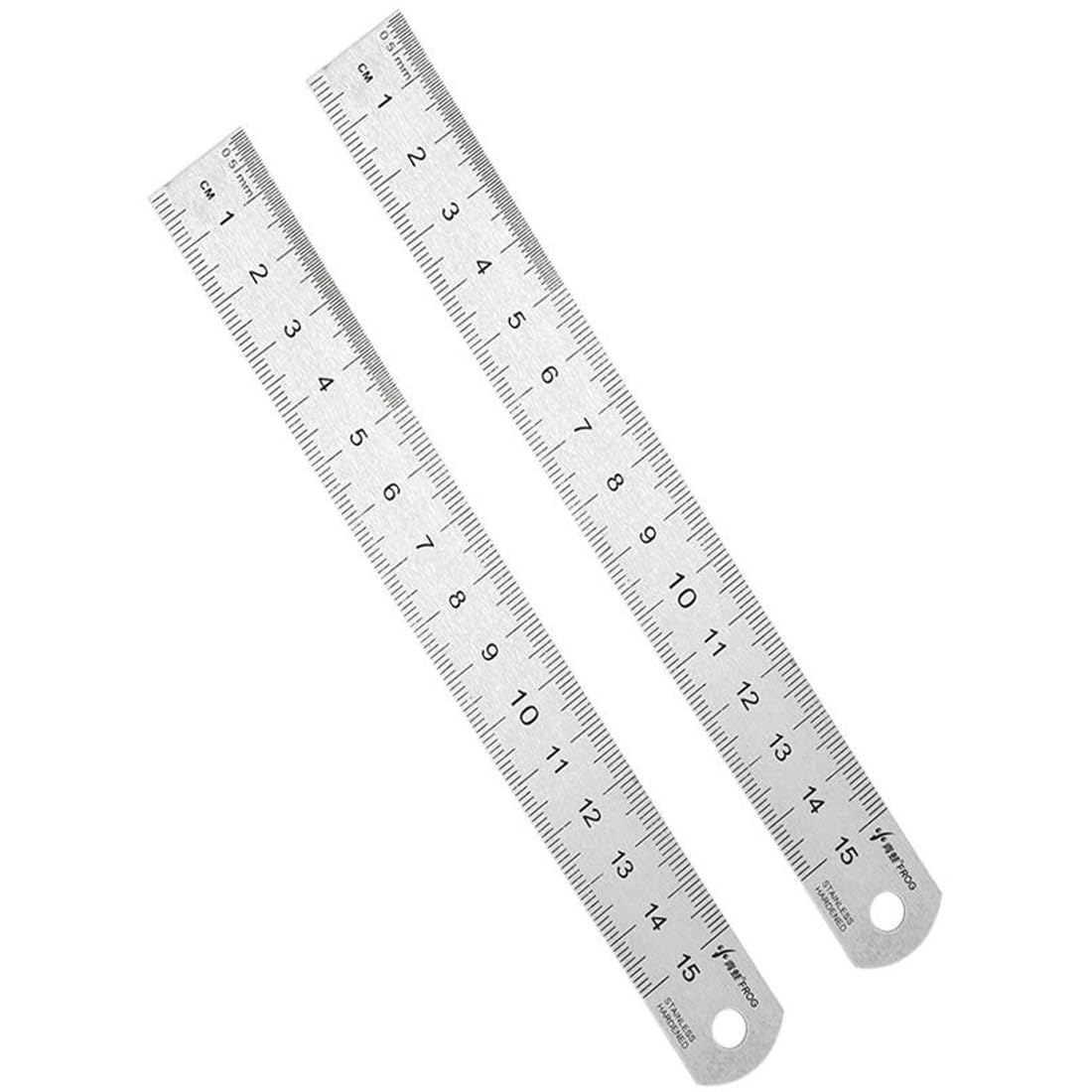 TA-VIGOR 2Pcs Stainless Steel Ruler, 15cm Length Metric Straight Rulers, 0.5mm Thick Metal Ruler