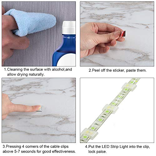 Strip Light Mounting Clips Manyee Adhesive Cable Clips Strip Light Holder Bracket 100Pcs Clamps Wire Management Cord Organizer For 10Mm(3/8") Wide Strip Light Car Wire Ties Office Home #TOP4