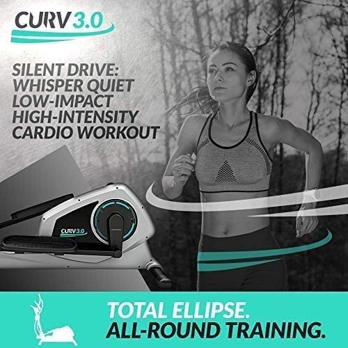Bluefin Fitness CURV 3.0 Elliptical Cross Trainer | Home Gym | Exercise Step Machine | Air Walker | Long-Stride | Kinomap | Live Video Streaming | Video Coaching & Training | Black & Grey Silver