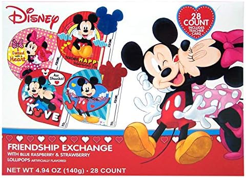 Disney Mickey and Minnie Valentine's Day Cards with Lollipops, 28 Count