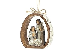 Holy Family Birch Bark Ring Resin Ornament