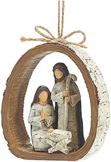Burton+Burton Holy Family Birch Bark Resin Christmas Ornament