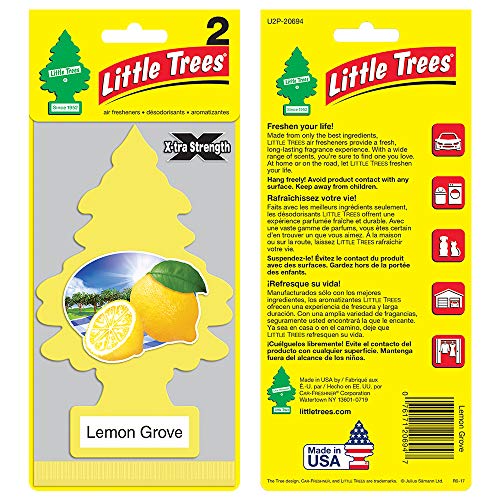 Image of LITTLE TREES Car Air Freshener | X-tra Strength Provides Long-Lasting Scent for Auto or Home | Extra Boost of Fragrance | Lemon Grove, 24 count, (12) 2-Packs