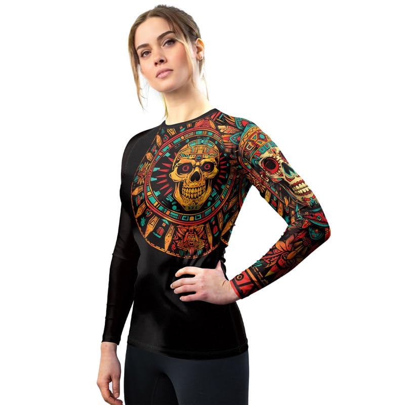 Aztec Women's Jiu Jitsu Rash Guard – High-Performance Long Sleeve Compression Shirt for BJJ, MMA & No-Gi Grappling4