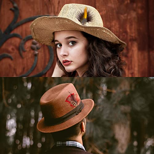 Mix Brown Hat Feathers, Assorted Natural Feather Packs Accessories For Fedora, Cowboy Hats, Pork Pie Hats, Trilby Hats,Oktoberfest Hat (11 Pcs) #TOP6