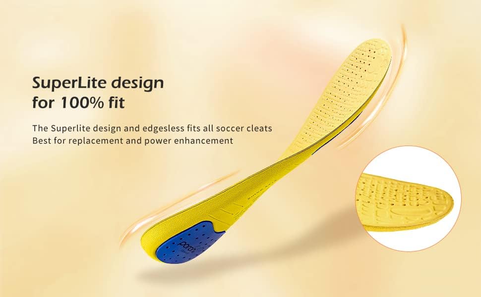 Soccer Cleat Insole Insert Gen3-Extra Thickenss Empire Yellow (US6.5-7) - Image 7